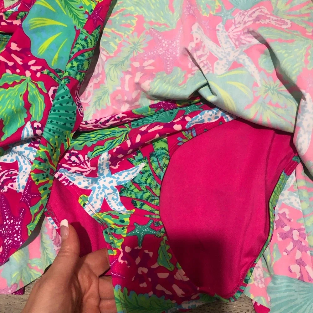 New STELLA PARKER HALTER BRA AND SKIRTED BOTTOM SWIM SET L MULTI COLOR - Picture 7 of 8